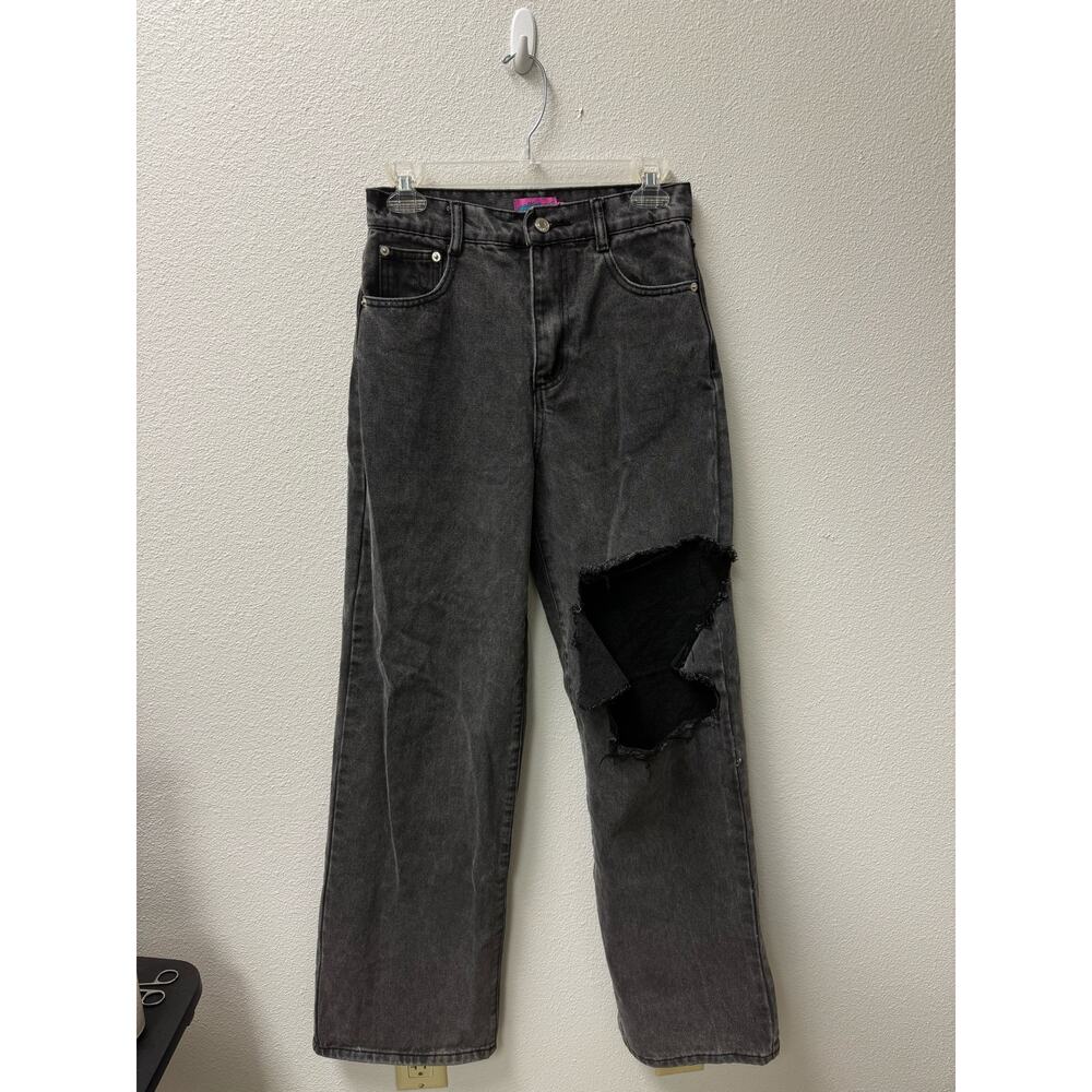 Edikted Women's Jeans Size Small Black Distressed Knee